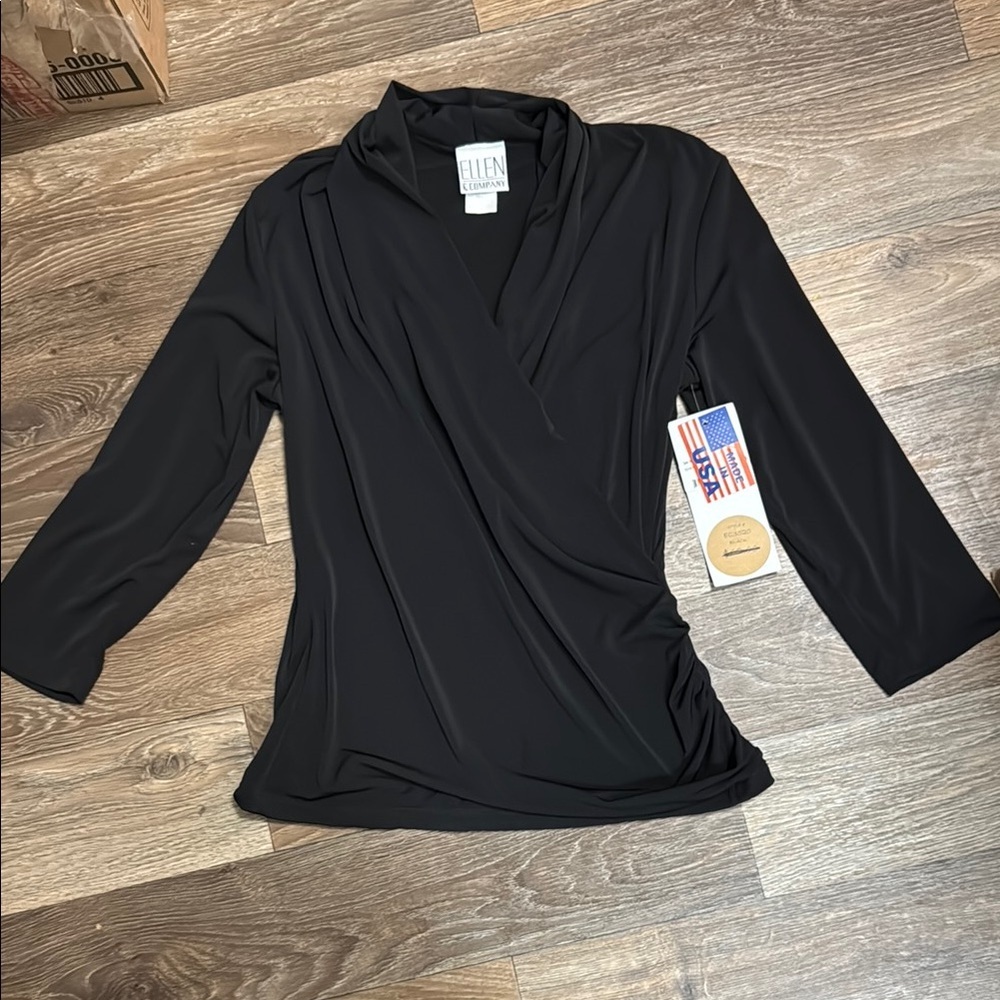 NWT Ellen & Company 3/4‎ sleeve wrap around top size small